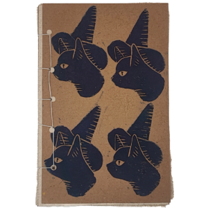 Cuaderno encuadernación japonesa patrón bruja gato